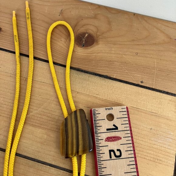Tiger's Eye Gemstone Bolo Tie Western String Tie Yellow Cord - Picture 4 of 8
